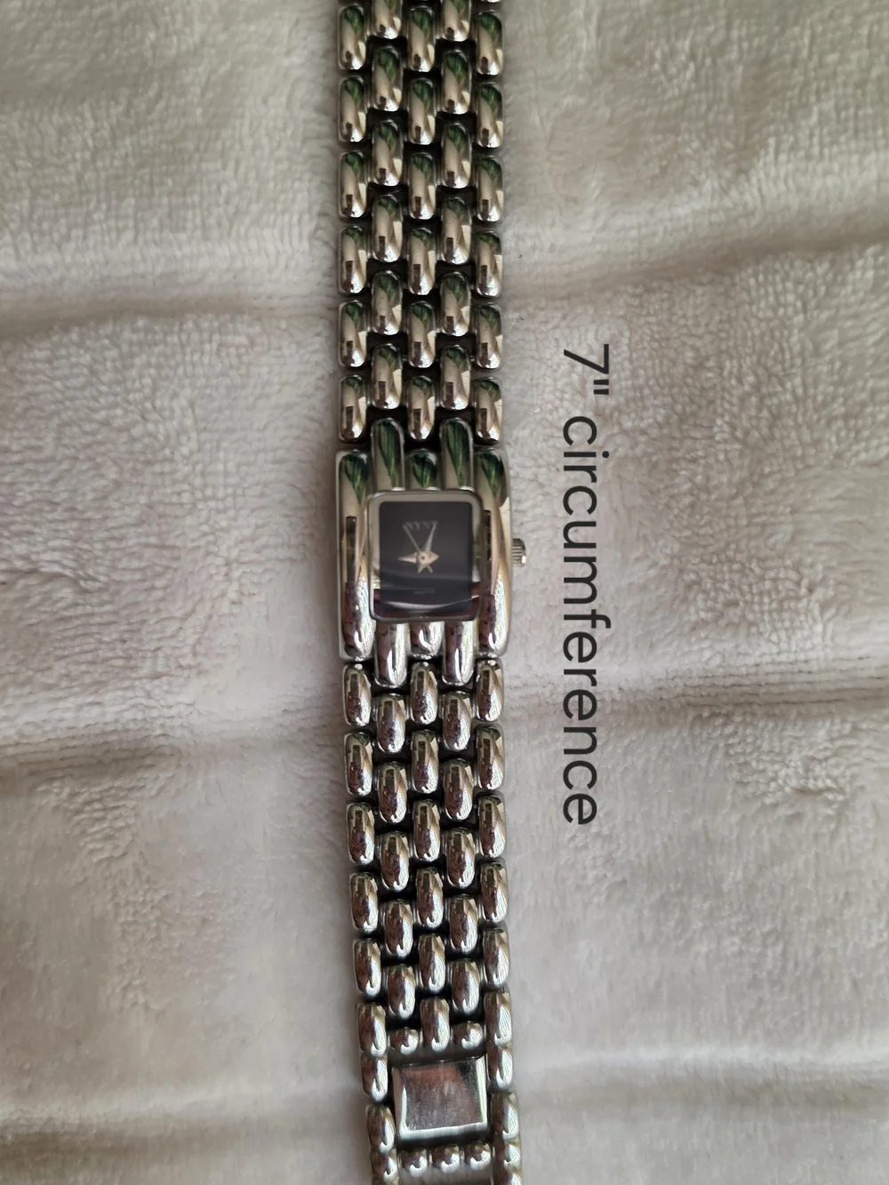 NYNY Silver Link Bracelet Watch with Black Dial